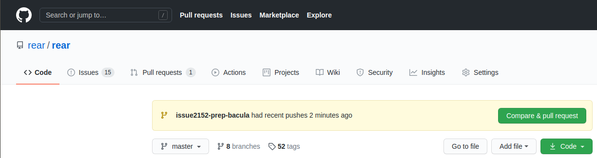 A screenshot of the rear github code page